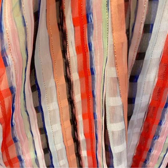 MILLY Stripe Colorful Multicolor V Neck Sleeveless Midi Dress - Picture 7 of 11